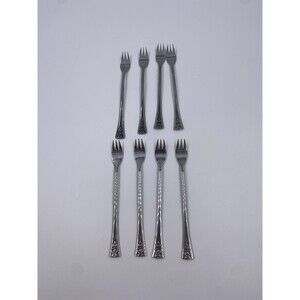Set of 8 Oneida Pasadena Seafood or Cocktail Forks Rose Design on Handle